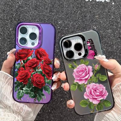 Rose Flower Case For iPhone 16 Pro Max Samsung A55 A35 S24 FE Xiaomi Redmi Note 13 Pro 14C Huawei Honor 200 Shockproof Phone Bumper Anti-Scratch Cover