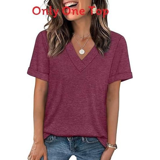 Casual Womens T Shirt With V Neck And Cotton Fabric For Summer And Spring Comfort