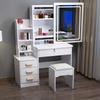 Compact Modern Makeup Dressing Table with Sliding Mirror and Integrated Storage