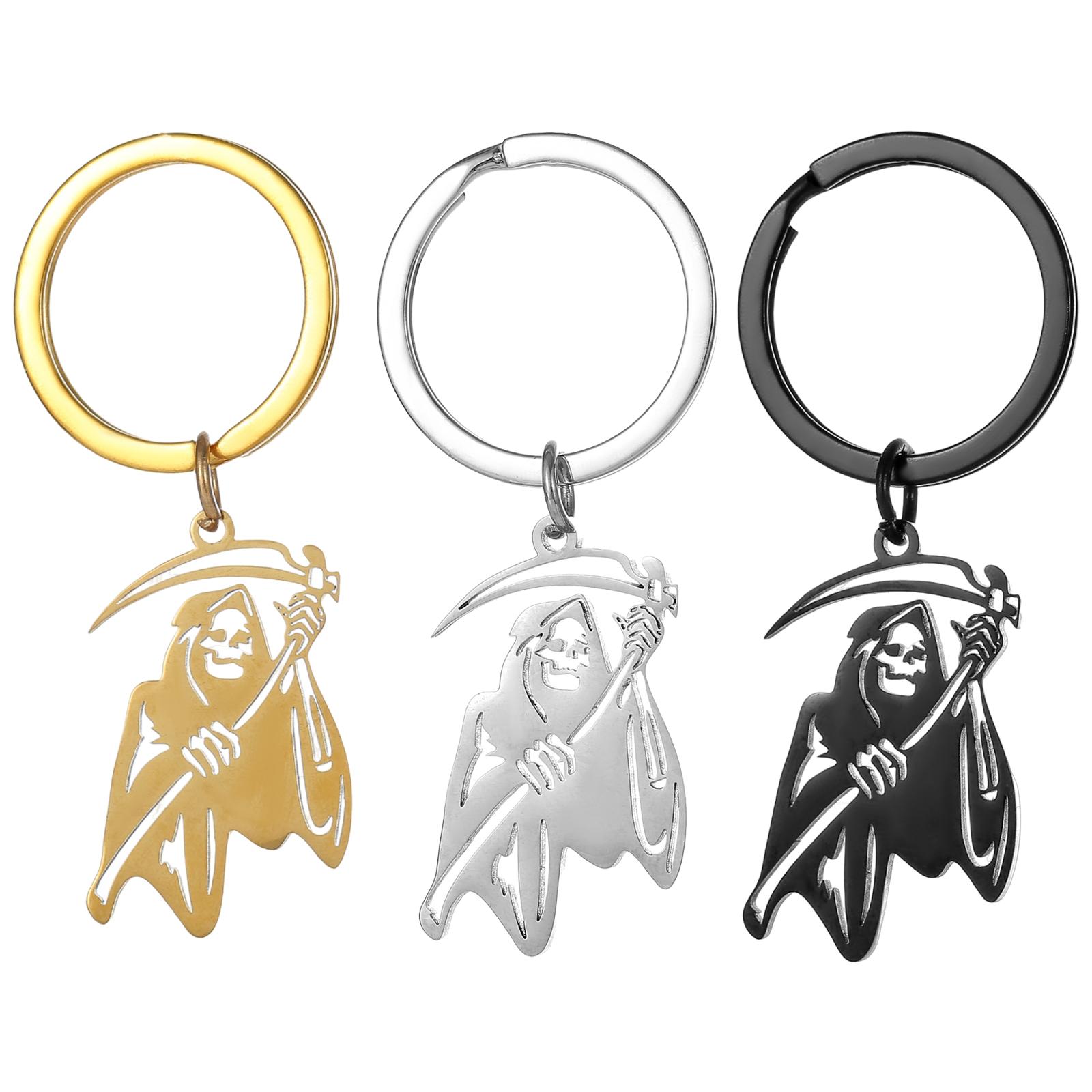 

3PCS Halloween Scythe Charm Keyring Punk Key Decoration For Party Decoration Crafting Gifting Supply Hanging Ornament