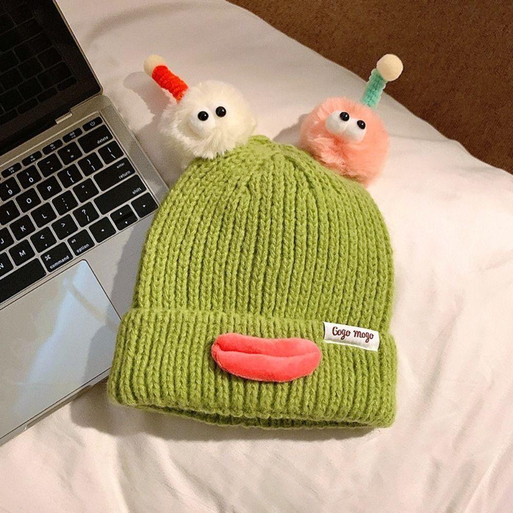 Candy Color Cartoon Knitting Hat Soft Winter Warm Cap Plush Pullover Hats Autumn and Winter