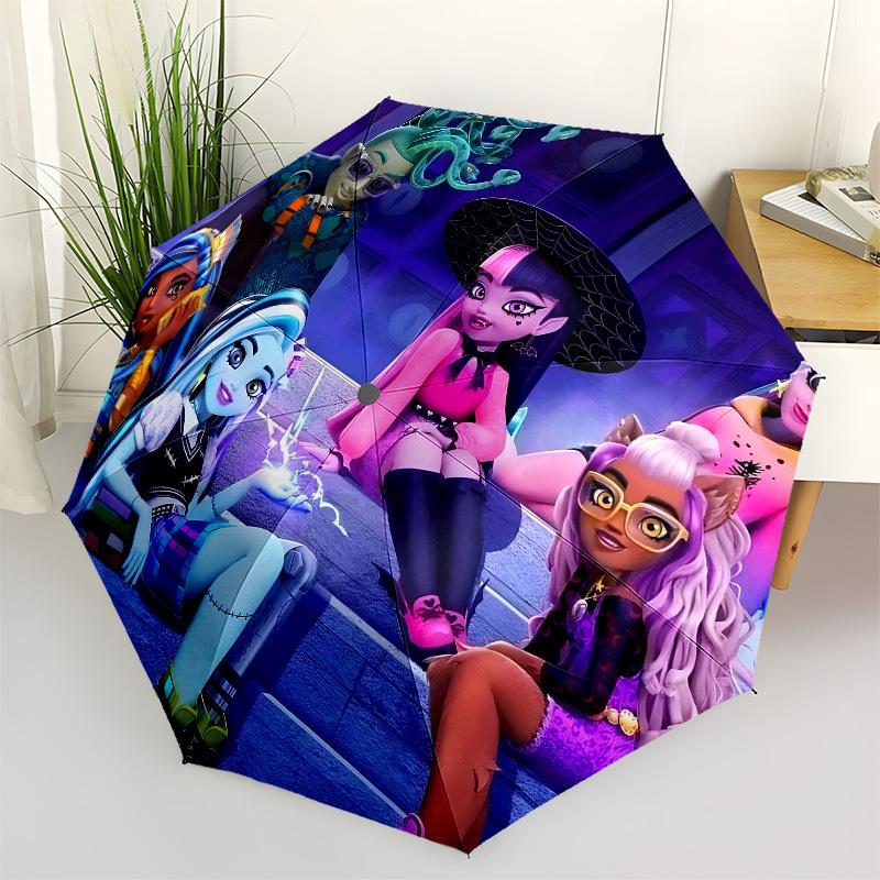 

Monster High, Animation Automatic Opening and Closing, 8 rib Structure Portable Umbrella, Suitable for Men and Women in All Seasons Perfect