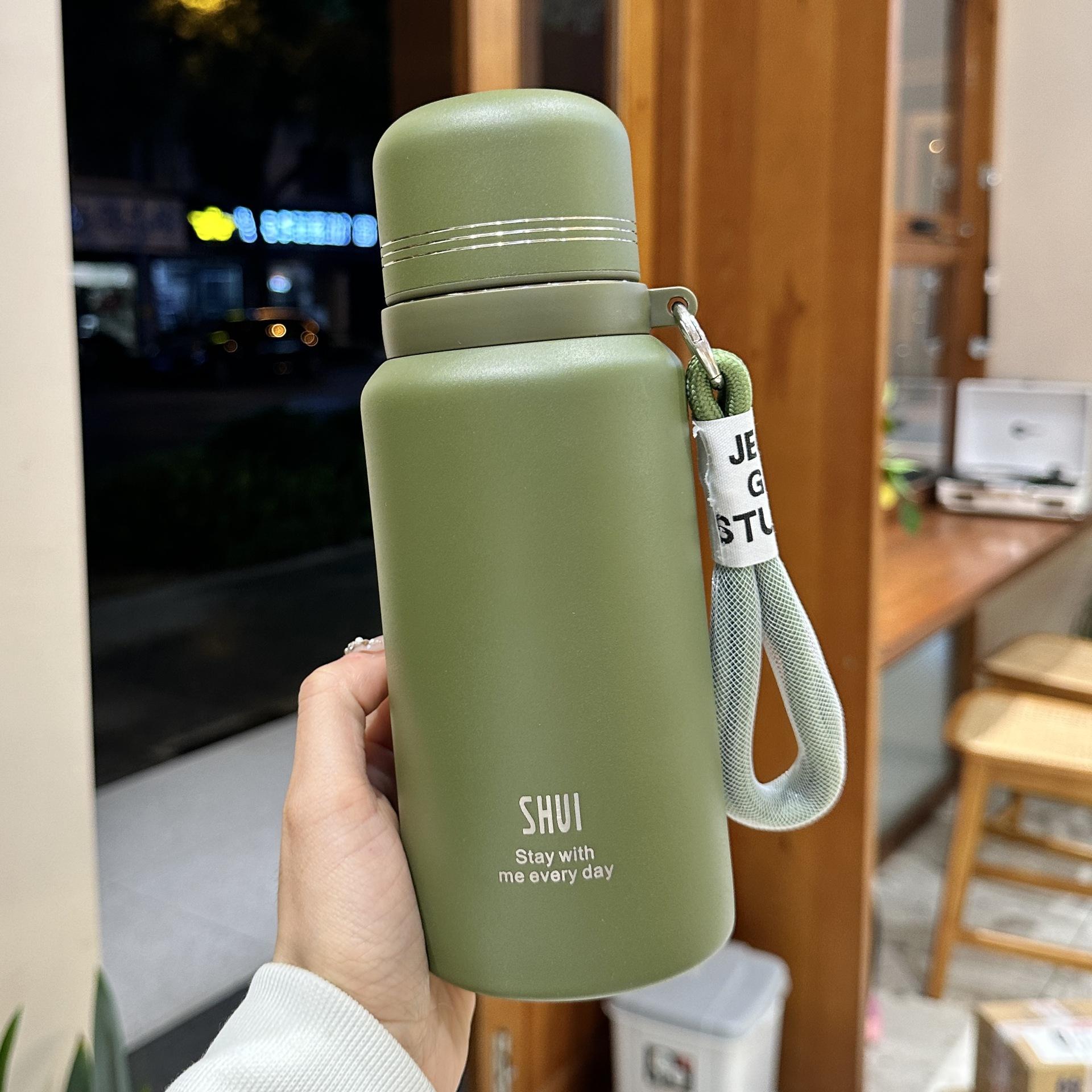 Einfacher Isolierbecher mit großem Fassungsvermögen für Frauen, neu mit Deckel, Frauen Tee Büro Edelstahlbecher Jungen W91WW-600ml
