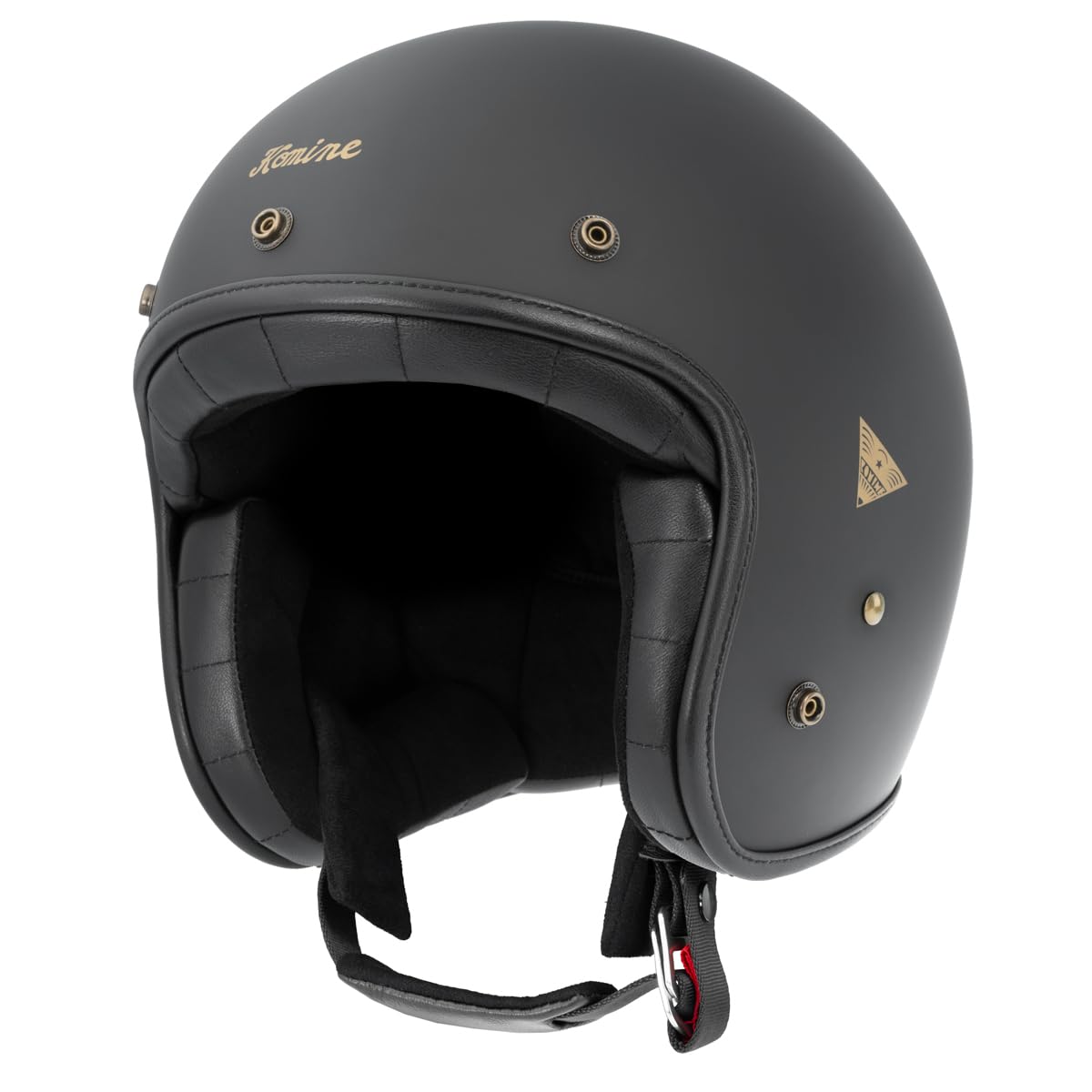 

KOMINE Motorcycle Heritage Leather Jet Helmet Solid Mat Black XL HK-195