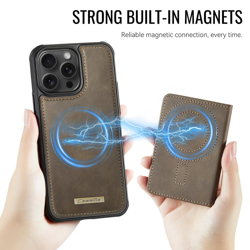 For iPhone 14 Pro Max Magnetic Case CASEME ME80 Series Leather PC TPU Phone Cover with Detachable Wallet