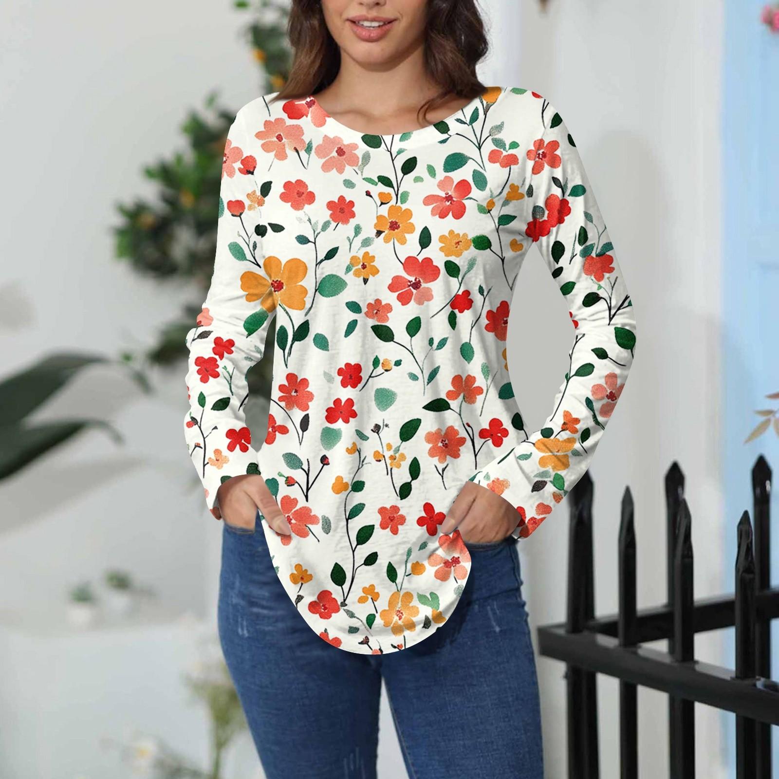 

Футболки для женщин, осенние повседневные рубашки с длинным рукавом, толстовка, винтажный топ с графическим принтом, пуловер L