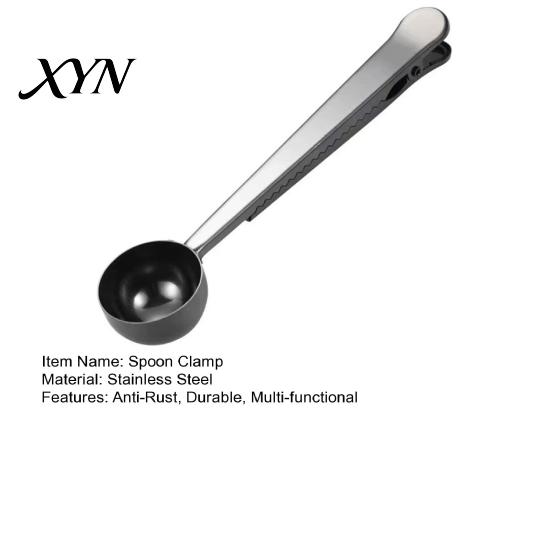 Integrated Spoon And Sealing Clip 2 in 1 Bag Clip, Stainless Steel Measuring Powder Scoop, Multifunctional Sealer for Milk Coffee, Airtight
