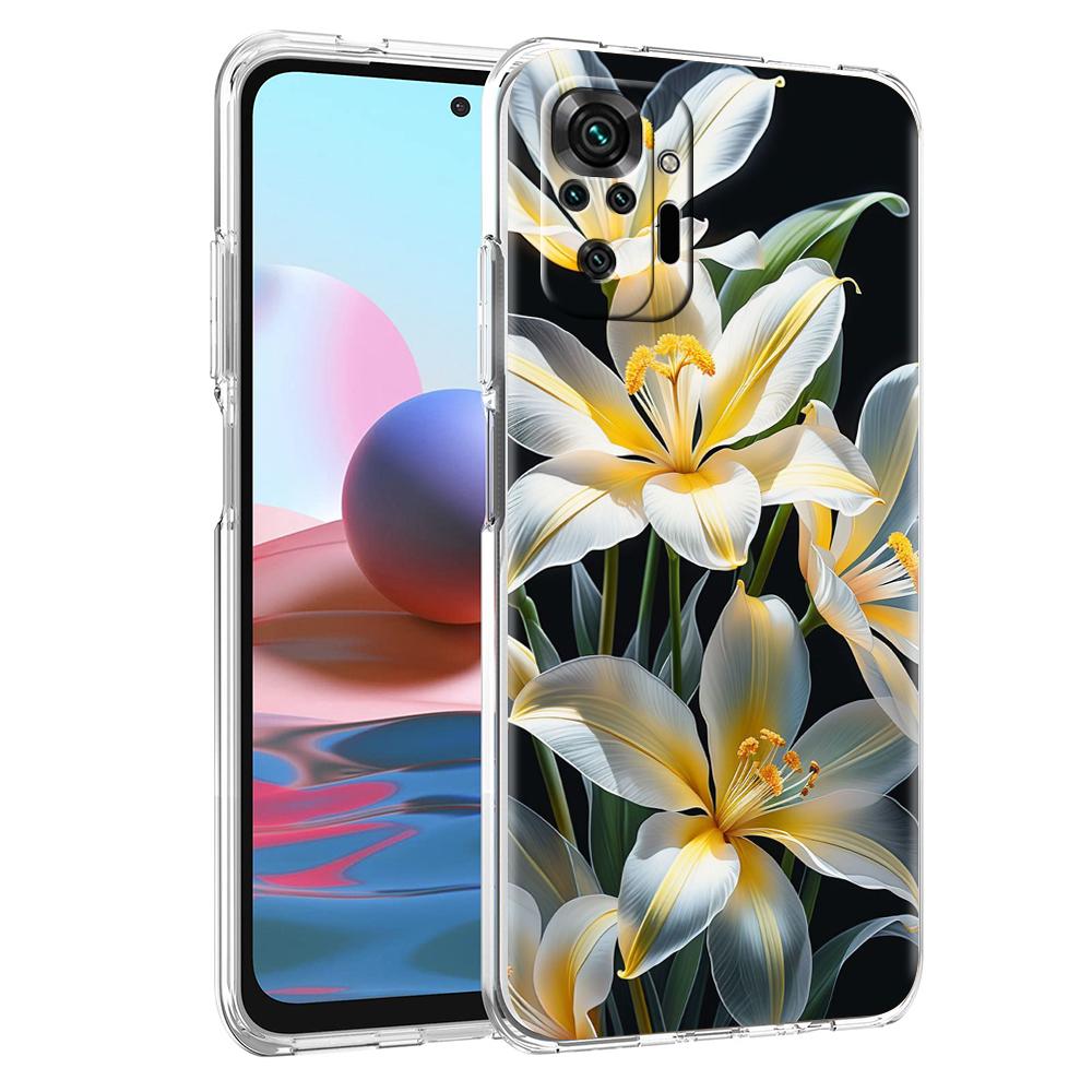

Прозрачный чехол для телефона для Redmi 14C 13C 10C 10 9 Note 13 12 11 K50 K40 Plus Pro 5G Мягкий чехол из ТПУ Реалистичный принт с изображением цветка лилии for Redmi 14C