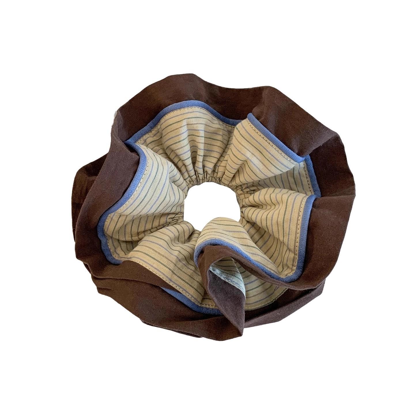 

Корейская двухслойная полосатая резинка-скранчи для женщин - Текстурированная резинка для волос и аксессуар коричневый