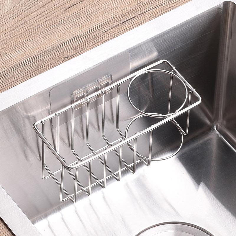 Punch-Free Drain Rack Dishwashing Sponge Sink Shelf Faucet Holder Stainless Soap Storage Holder Accessories Kitchen Organizer