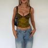 Dámský sexy crop top s leopardím vzorem a tenkými ramínky, letní dovolená, ležérní tílko