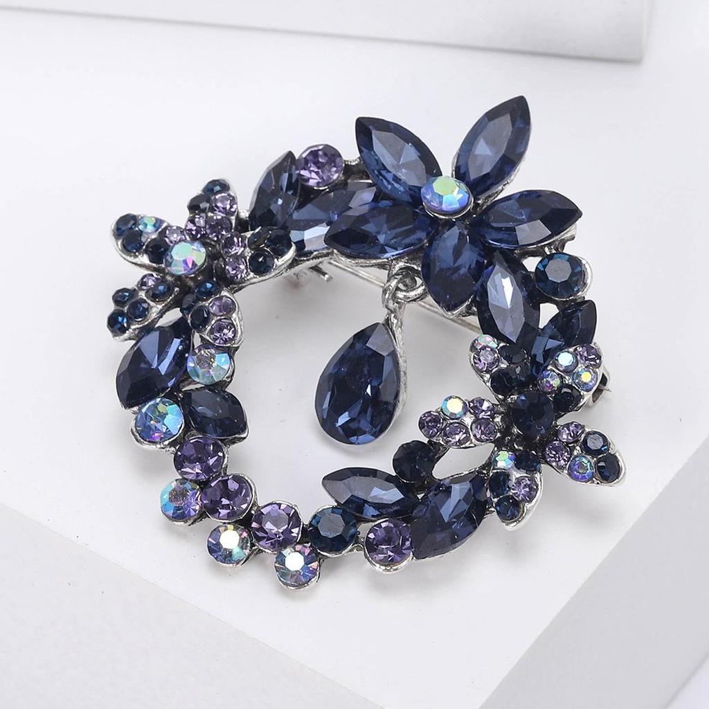 Korean Style Crystal Wreath Brooch for Coats and Suits