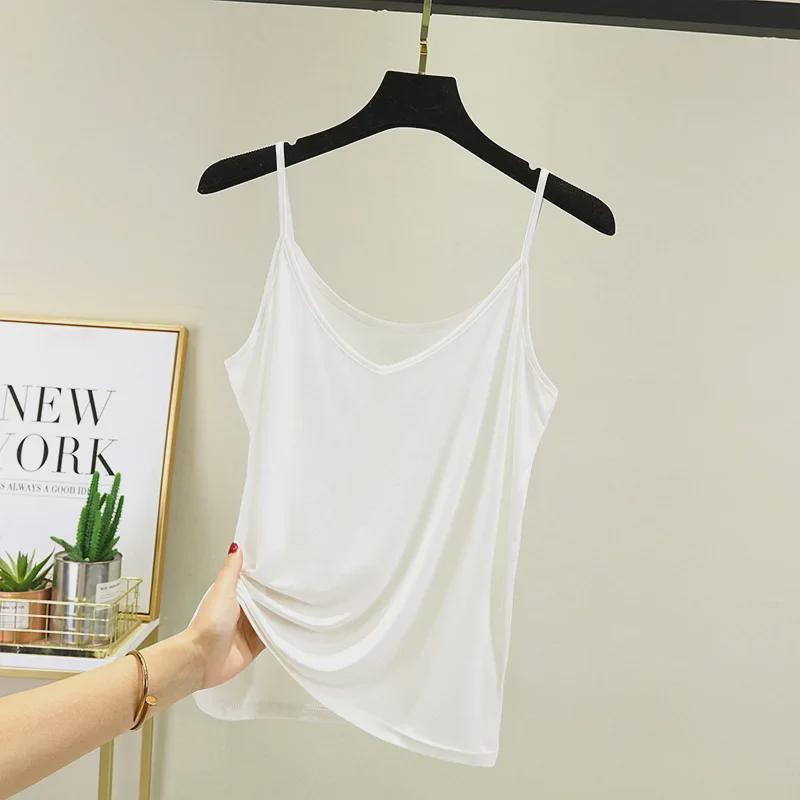 Women's Modal V-Neck Sleeveless Tops - Slimming, Thin, Summer Casual Wear