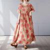 Simple and Fashionable Long Skirt Summer Short Sleeved Round Neck Printed Dress
