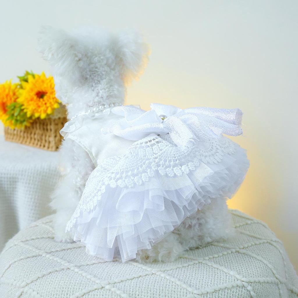 Pet Circle Snow White Pearl Princess Wedding Dress for Small & Medium Dogs