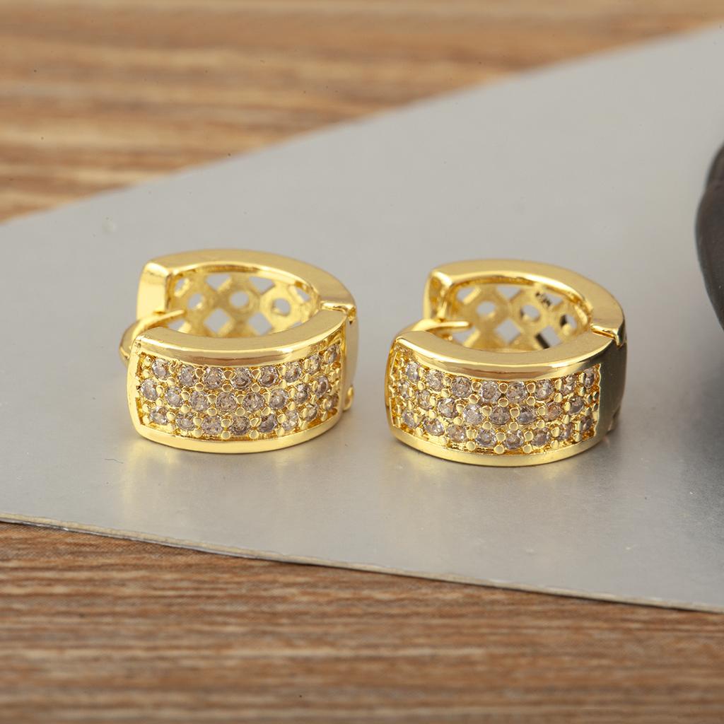 Nidin Hot Sale S/M/L Sizes Cubic Zirconia Geometry Circular Hoop Earrings For Women Female Trendy Temperament Ear Jewelry Gifts