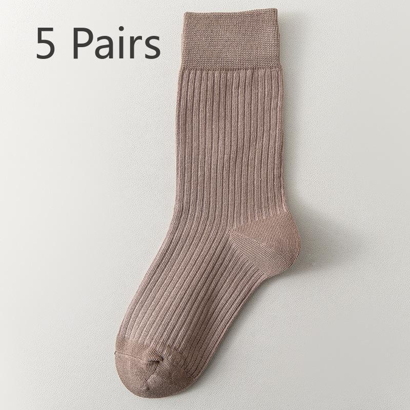 5 Pairs of Pure Cotton Anti Odor and Antibacterial Mid Calf Postpartum Socks for Women In Autumn and Winter