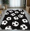 Schwarz-Weiß Fußballball Druck Heimteppich Geeignet Schlafzimmer Wohnzimmer Küche Badezimmer Camping Yoga Urlaubsdekoration