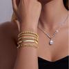 5Pcs Gold Color Bracelets Set For Women Dainty Beaded Cuban Paperclip Chain Adjustable Multilayer Trendy Jewelry Accessories