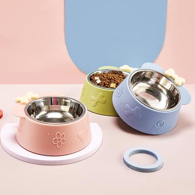 Pet Bowl Super Large Capacity Dog Bowl Non-slip Anti-tip Stainless Steel Cat Bowl Removable Plastic Bow Bowl