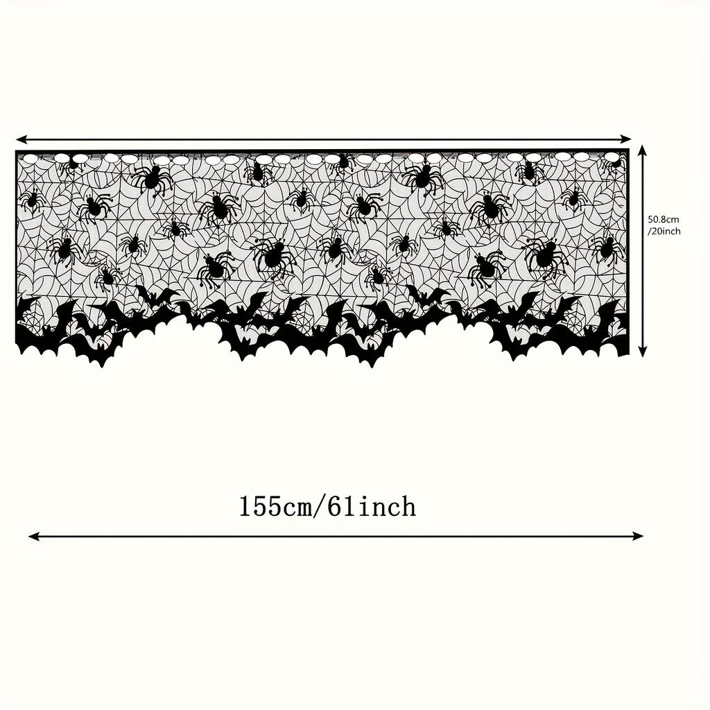 Halloween spider web lampshade cover -20X60 inch black lace ribbon design, battery free, suitable for holiday party decoration
