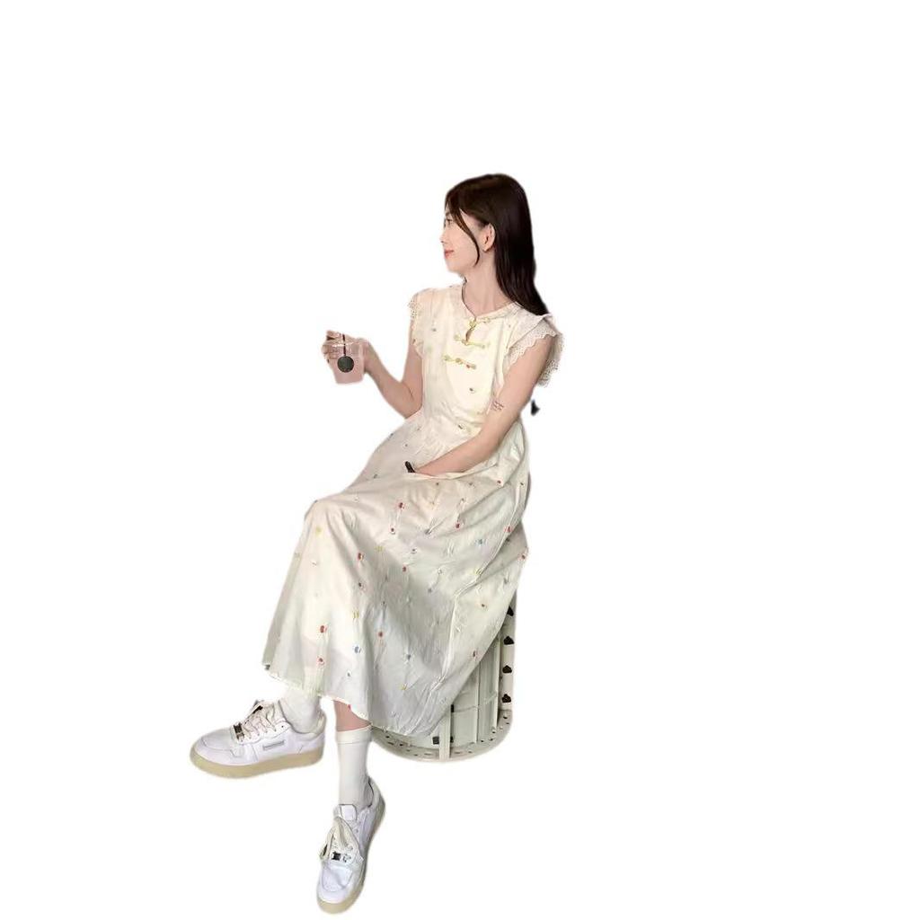 Abito Estivo 2024 da Donna Dolce Floreale Senza Maniche Lunghezza Media Snellente