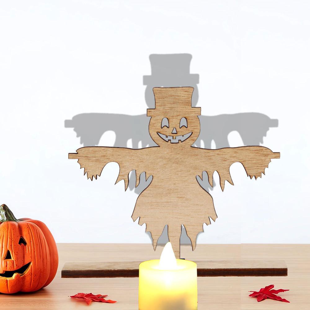 Candlelight Enchanting Wooden Projections Featuring Witches Ghosts And Scarecrows For Spooky Halloween Decor