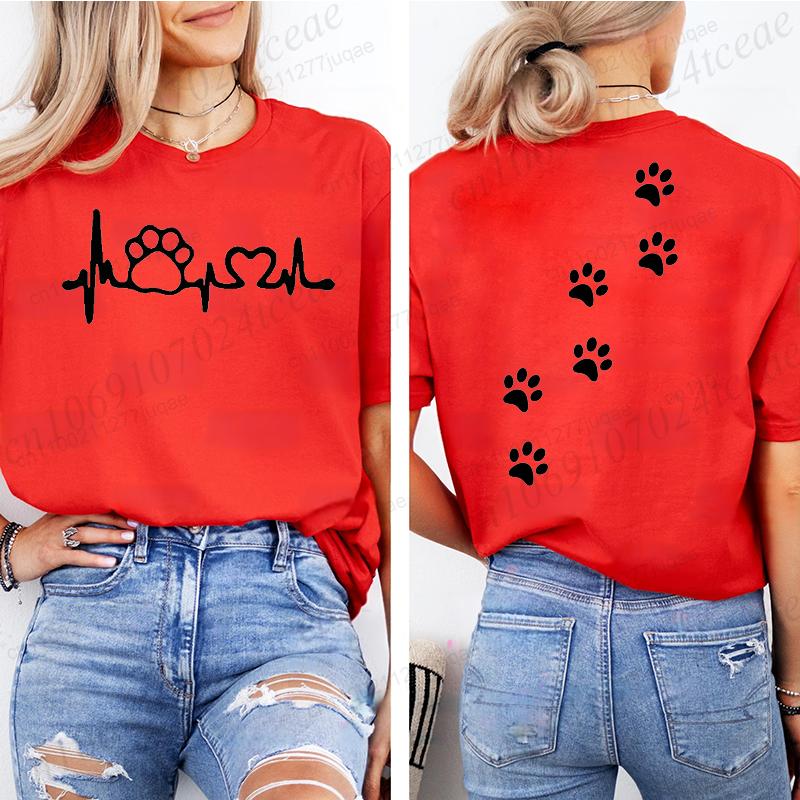 Cat Heart Women Print Tshirt Girl Short Sleeve Crew Neck TShirts Casual Top for Summer  Spring Cat Lover Womens Clothing