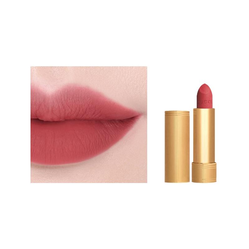 Gucci lipstick Gold velvet small gold tube lipstick, velvet matte lipstick, matte, long-lasting, smooth #208 Peach color gift bag without gift box