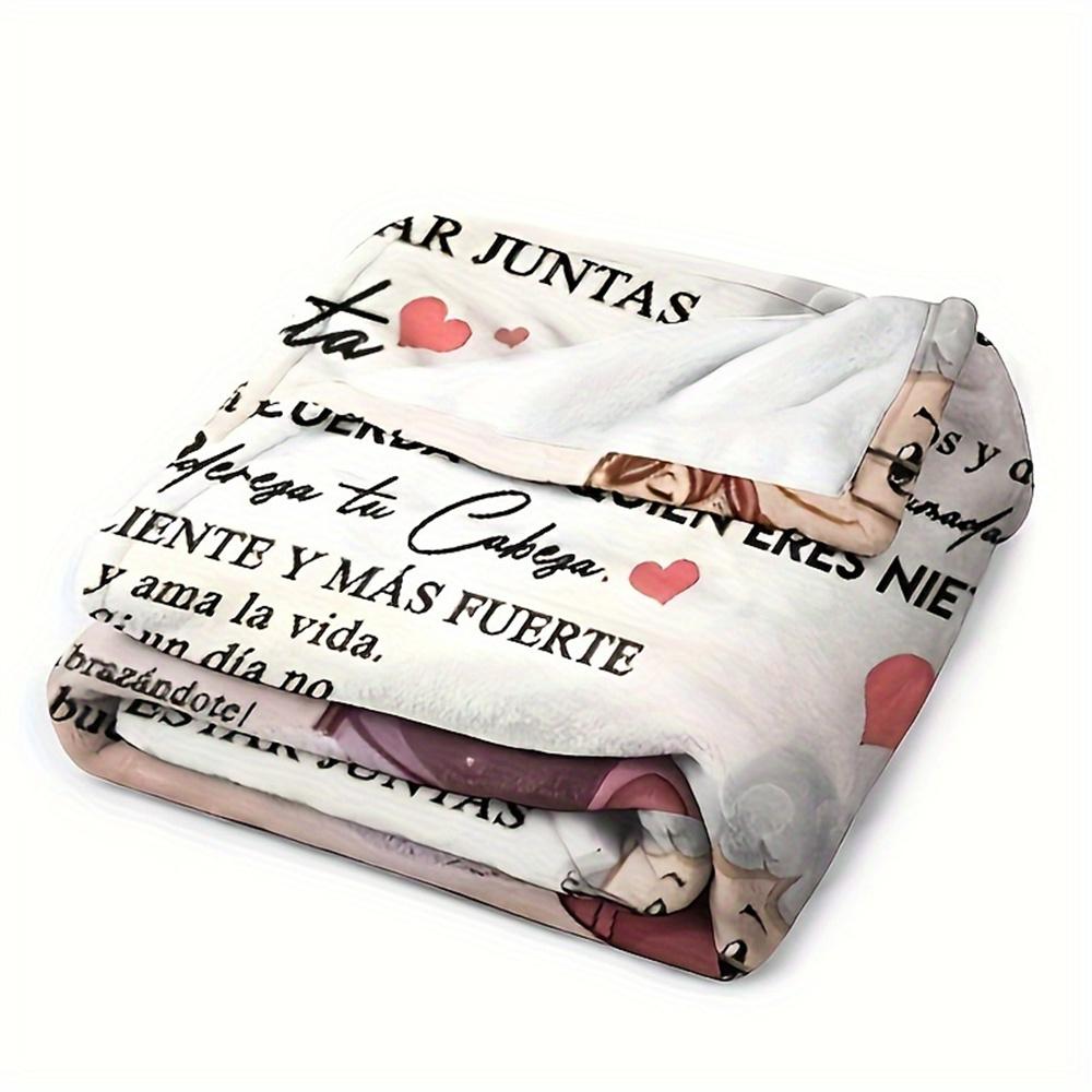Coperta per Nipote da Nonna Spagnola - Messaggio Affettuoso dell'Abuela con Illustrazione della Nipote per Abbracci Accoglienti e Calore