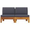 2 Piece Medium Sofa Set with Dark Grey Cushions Solid Acacia Wood