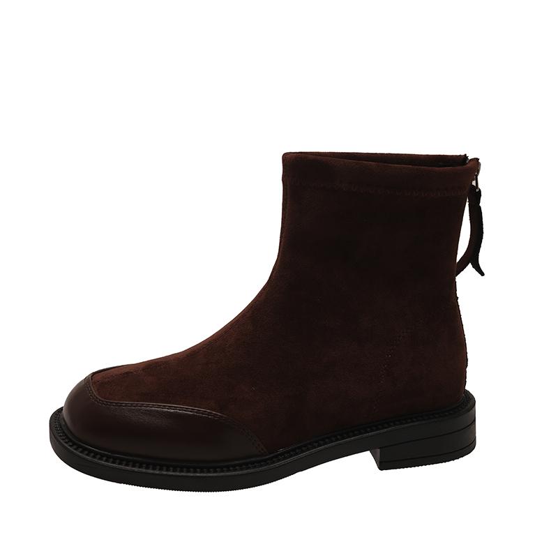 Fashion Short Shoes for Woman Black Women's Ankle Boots Sock Footwear Combat Booties Very High Heels Suede Punk Style Heeled Autumn Boot