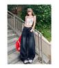 Women's 2025 Autumn/Winter High-Waisted Embroidery Wide-Leg Floor-Length Jeans