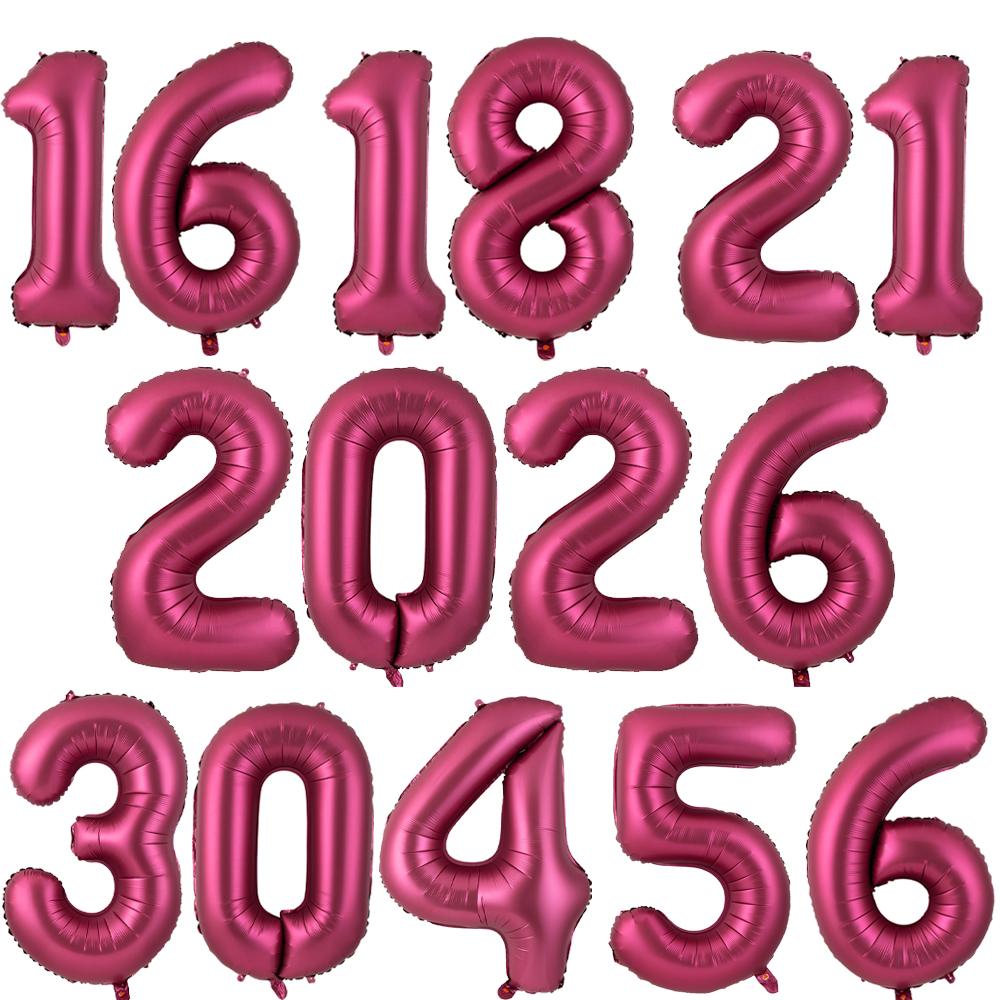 Giant 32 Inch Number Balloon Set Metallic Rose Red Foil Helium Balloon Kit DIY Happy Birthday Party Decor Kids Adult Anniversary