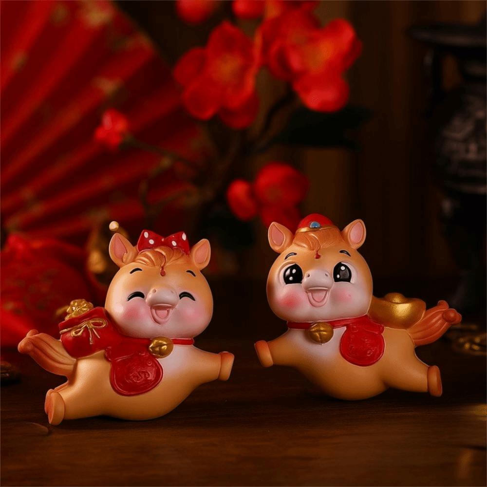 Resin 2026 Horse Figurines Funny Horse Figures Zodiac Horse Year Mascot Year of The Horse