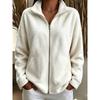 Women S Stand Collar Zip Up Plush Cardigan Coat