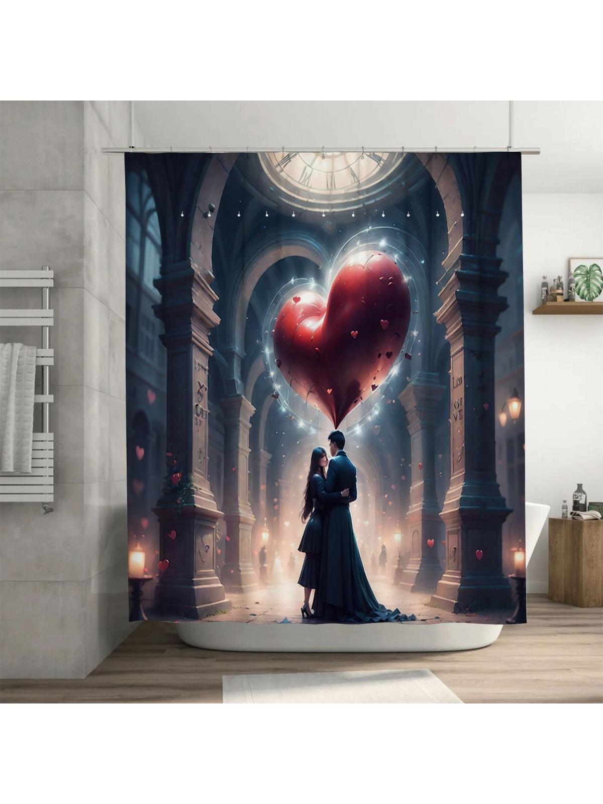 Romantic Heart Shower Curtain | Elegant and Dreamy Bathroom Decor 90X180cm