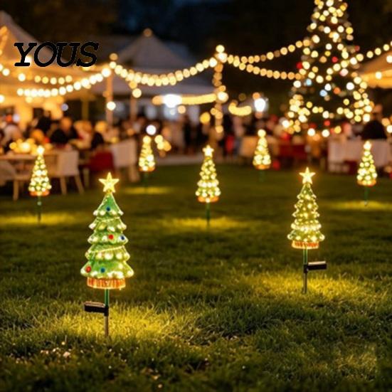 Holiday Landscape Enhancement Solar Christmas Tree Light, Powered Garden Stake Waterproof Lights LED Pathway Light for Outdoor Yard Patio Lawn