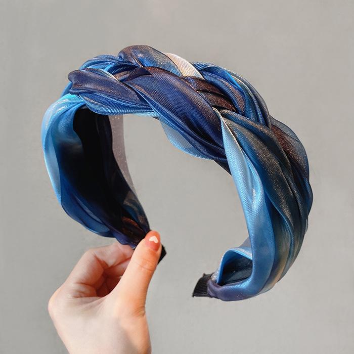 2022Korean Fine Flash Yarn Braid Headband Summer Wild Hair Accessories High-end Wide-brimmed Headband