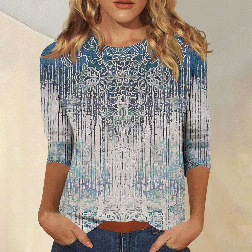 Damen 3/4-Ärmel Shirts Grafik-T-Shirts Shirts Lässige Basic-Tops Pullover