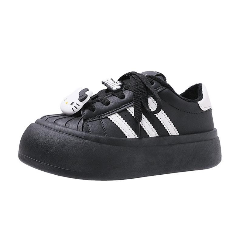 Shell head Maillard little white shoes black board shoes 2025 spring new round head platform casual big head doll shoes