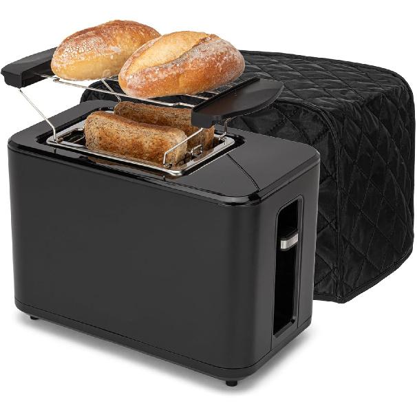 2 Slice Toaster Cover,Black Toaster Covers, Cotton Quilted Toasters Covers 2 Slice Wide Slot, Washable Kitchen Cover for Toasters and Kitchen Small