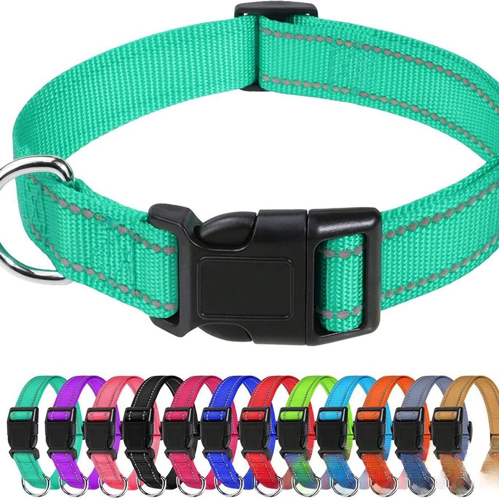 Reflective Dog Collar Soft Padded Breathable Safety Stripes Adjustable Cute Puppy Pet Necklace for Small Medium Large Dog