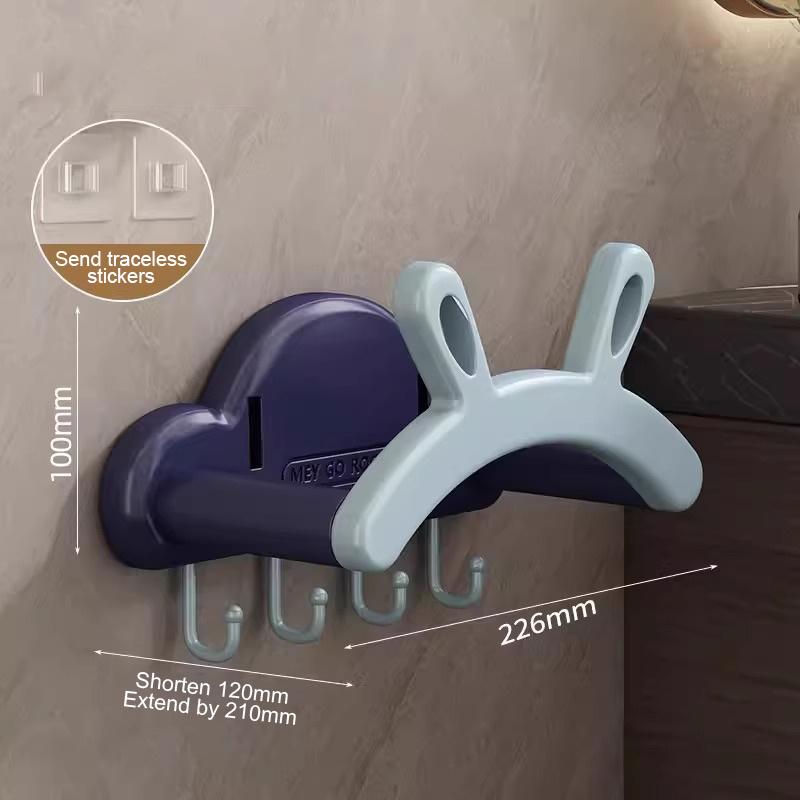 Telescopic Washbasin Rack Wall Mounted Rabbit Ears Storage Shelf Multifunctional No Punching Washbasin Hook