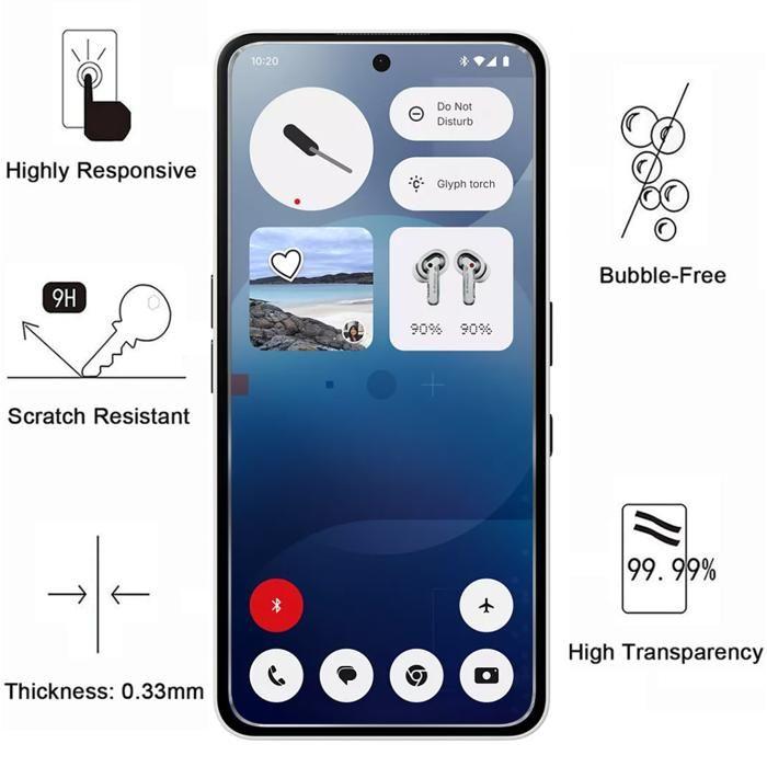 Tempered Glass - Phonillico® - Nothing Phone 3a - Pack of 4 - Scratch Resistant - Transparent