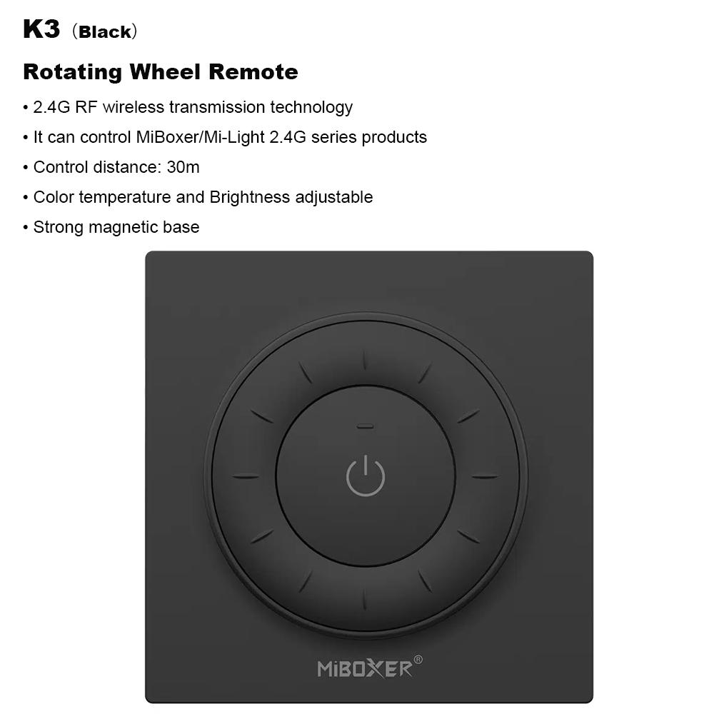 

MiBoxer K3 2.4G Rotating Wheel Remote Color Temperature Panel Remote Control Adjustable Dimmer Wireless for Lamps/Controllers