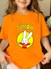 Simon Super Rabbit Graphic T-shirts Kids Summer Casual O-Neck Tops Boys Girls Kawaii T Shirt Funny Cartoon Children's T-shirt