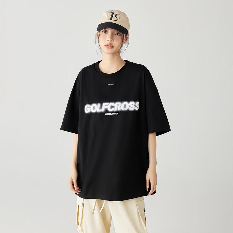 GOLFCROSS Couple s Loose Fit Foam Print Cotton T-Shirt S