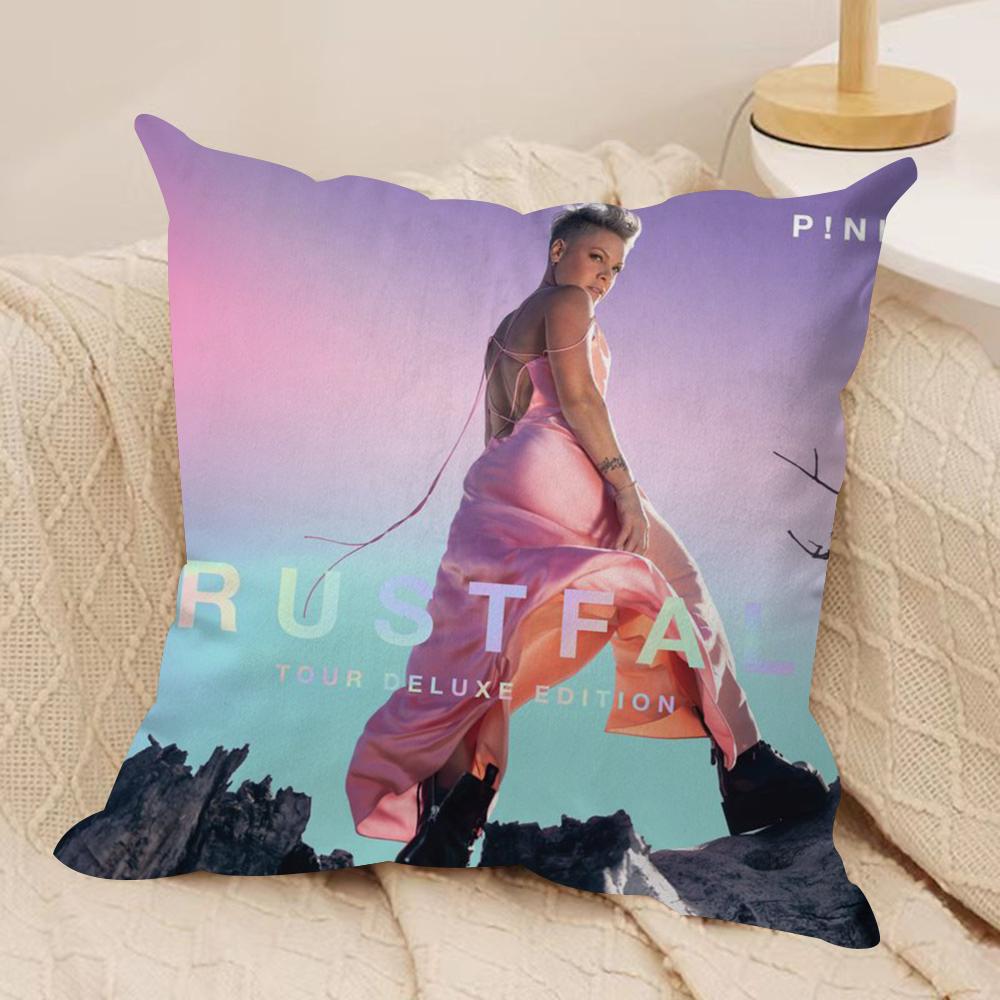 Pink Trustfall Pnk Singer Cushion Cover Silky Short Plush DoubleSided Printed Pillow Case for Sofa All Seasons Home Decor Gift