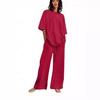 Women's 2-Piece Summer Suit: Temuxiyin Casual Belted Half-Sleeve Top and Wide-Leg Pants